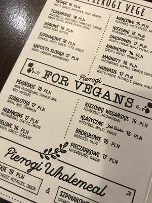 Vegan Section  at Pierogowy Raj in Krakow
