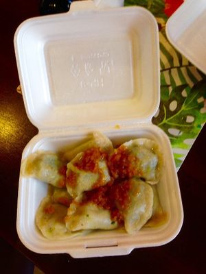 Vegan Pierogi spinach and garlic  at Pierogowy Raj in Krakow