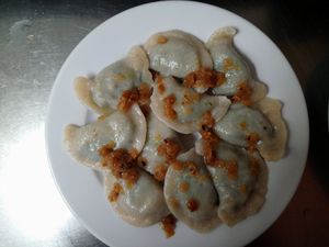 Pierogi ze szpinakiem at Pierogowy Raj in Krakow