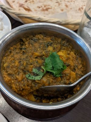 Sag aloo at Khushis in Livingston