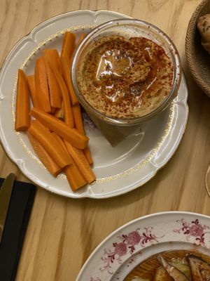 Hummus and carrots   at TxuKrut Bar in Bilbao