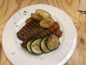 Seitan cooked on plancha !  at TxuKrut Bar in Bilbao