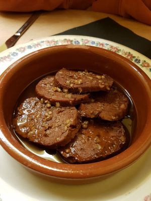 "Chorizo al vino" at TxuKrut Bar in Bilbao