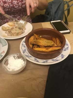 Even my daughter enjoyed the sweet potato fries and she hates sweet potato ! at TxuKrut Bar in Bilbao