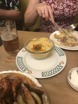 Beautiful home made hummus and lovely beer! at TxuKrut Bar in Bilbao