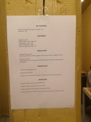 Menu at TxuKrut Bar in Bilbao
