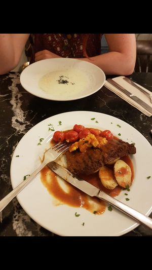 Seitan with roasted potatoes and cherry tomates at TxuKrut Bar in Bilbao