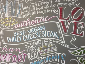 Decor at Dina's Vegan Deli & Desserts in West Palm Beach