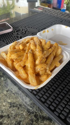 Cheese fries at Dina's Vegan Deli & Desserts in West Palm Beach