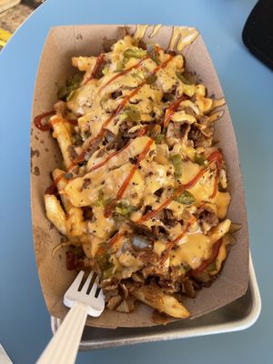 Chili cheese fries!!!! So good!  at Dina's Vegan Deli & Desserts in West Palm Beach