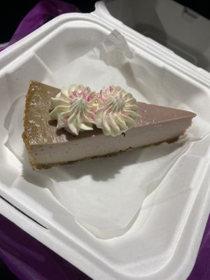 Strawberry cheesecake made with real strawberries!  at Dina's Vegan Deli & Desserts in West Palm Beach