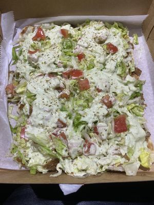 Gyro pizza  at Dina's Vegan Deli & Desserts in West Palm Beach