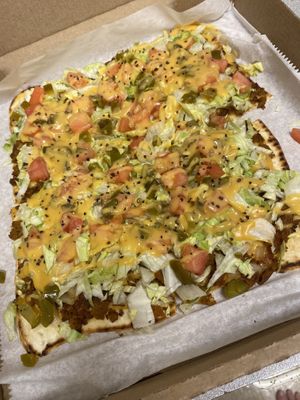 Taco 🌮 pizza  at Dina's Vegan Deli & Desserts in West Palm Beach