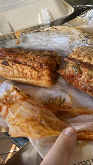 Great addition to the menu: pizza cheesesteak   at Dina's Vegan Deli & Desserts in West Palm Beach