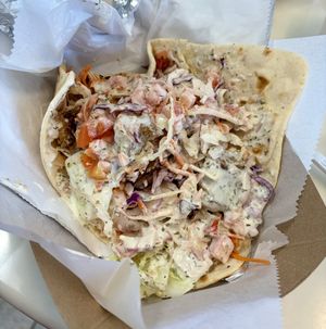 Gyro w/homemade seitan and tzatziki sauce   at Dina's Vegan Deli & Desserts in West Palm Beach