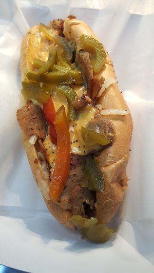 Philly cheesesteak with sweet peppers! Vegan!  at Dina's Vegan Deli & Desserts in West Palm Beach