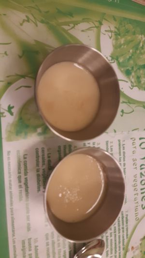 Vegan creme caramel type dessert at Shi-Shang in Madrid