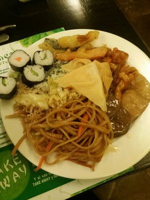 Buffet plate at Shi-Shang in Madrid