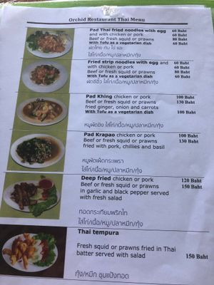 Menu at Orchid Restaurant in Trat