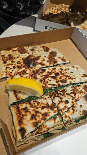 Vegan cheese and spinach gozleme at Gozleme King in Sydney