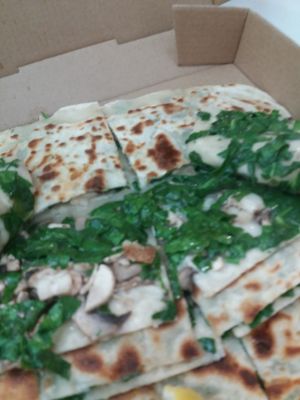 Spinach, mushroom and vegan cheeze gozleme at Gozleme King in Sydney