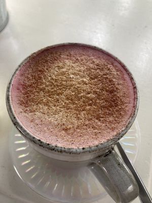 Beetroot oat latte with some reishi mushroom extract, amazing !!!!   at Jarra Infusion in Pinjarra