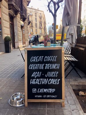 Sandwich board  at EatMyTrip  in Barcelona