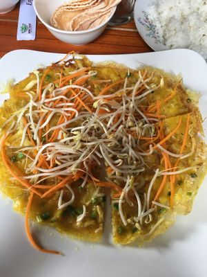 Delicious crispy pancake, vegan take on a local delicacy 🥞 at Minh Hien 3 in Hoi An
