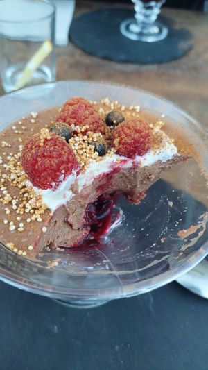 Vegan chocolate panna cotta at Cafe du Grütli in Geneva