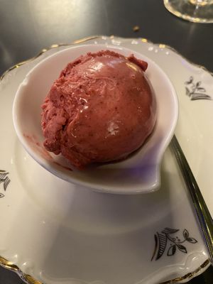 Berry sorbet  at Cafe du Grütli in Geneva