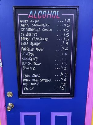 Alcohol as of as of May 2023 at Trilly Cheesesteaks in New Orleans