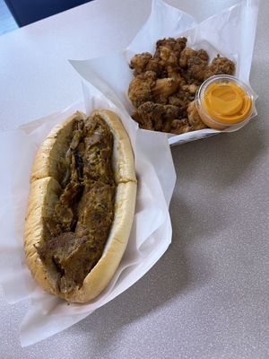 Classic vegan Philly and cauliflower wings with buffalo sauce   at Trilly Cheesesteaks in New Orleans