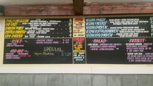 Entire right side of menu is vegan.  at Trilly Cheesesteaks in New Orleans