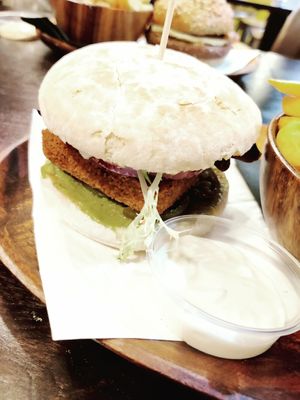Hazelnut Burger with Guacamole. Very very tasty. at Bohemian Burgers in Bruges