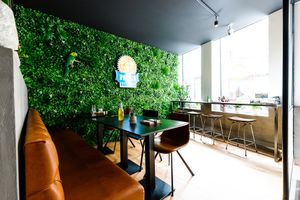 The interior is cosy and nicely decorated at Bohemian Burgers in Bruges