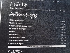part of menu at Bohemian Burgers in Bruges