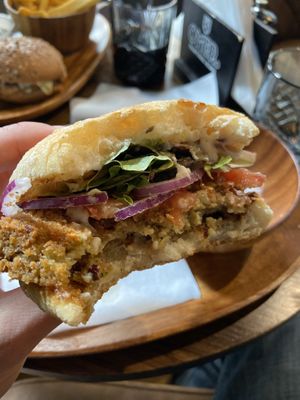 Delicious vegan burger! at Bohemian Burgers in Bruges