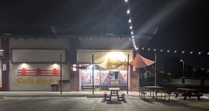 Walk-thru window at night at Cafe No Fur - Cloud Kitchen in Las Vegas