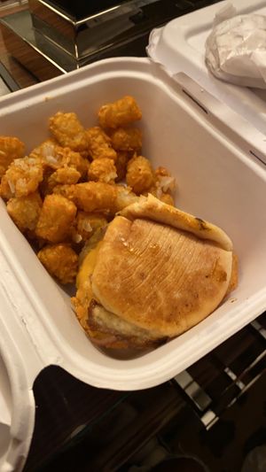My breakfast sandwiches came with tots at Cafe No Fur - Cloud Kitchen in Las Vegas