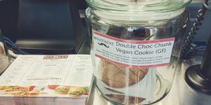 Moustache double choc chunk vegan cookie at Lord of the Fries - Snickle Lane in Auckland