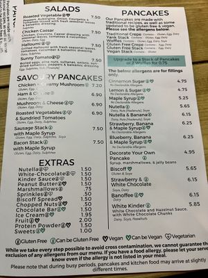 Salad and pancake menu   at The Interesting Eating Company in Liverpool