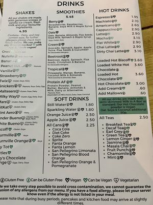 Drinks menu   at The Interesting Eating Company in Liverpool