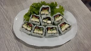 vegan susi at Poleznye Belki Vegetarian Bistro in Odessa