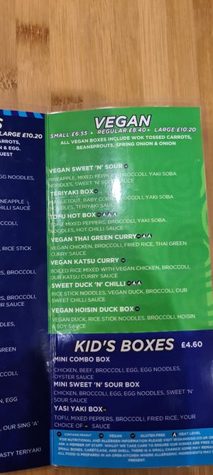 Vegan options at Wok&Go - Central Station in Liverpool
