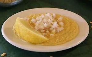 Yellow split peas at To Pardalo Katsiki  in Lefkada