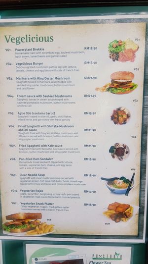 the vegan menu at PC Studio Cafe in Selangor