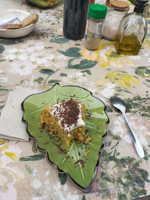 Very fluffy vegan orange cake at Albergue Ecologico El Beso in Lugo