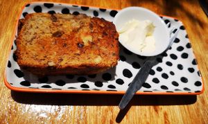 Banana Bread with vegan butter at Nourishing the Soul Cafe in Dudley Park