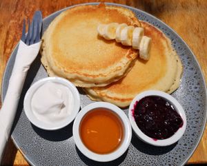 Pancakes at Nourishing the Soul Cafe in Dudley Park