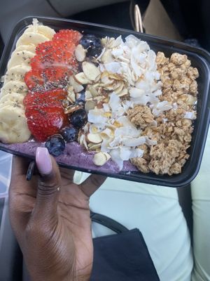 Power bowl to go (acai and peanut butter)   at Earthcraft Juicery in Houston